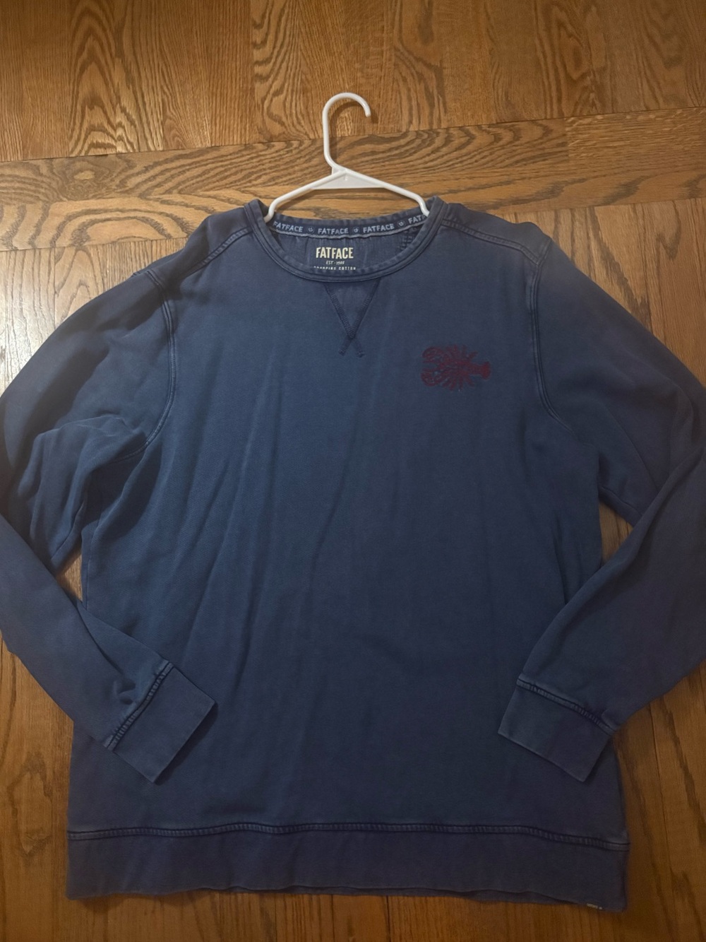 Women's Navy Crew Sweatshirt with embroidered lobster graphic